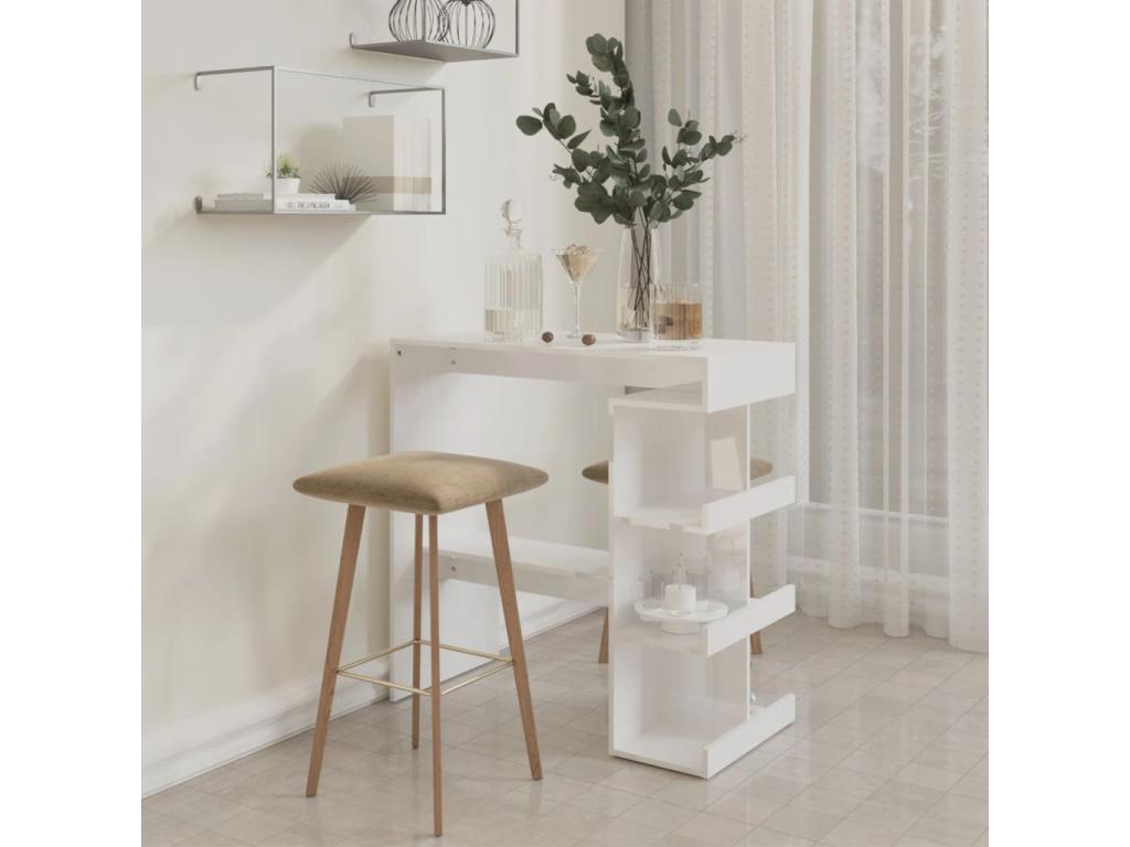 Bar table with storage shelf, glossy white, 100x50x101.5cm, GPCM90529