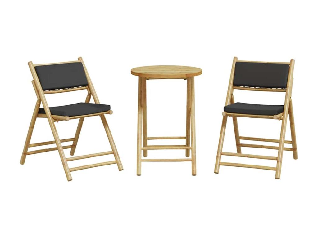 Domopure 3-piece folding set with dark grey cushions, Domopure XLFQ08120