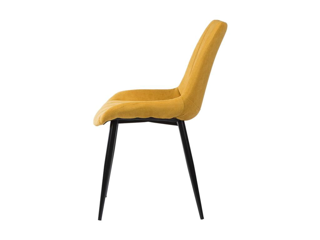 Chicyla GVTU17521 Modern Chair in Mustard Yellow Quilted Fabric and Black Metal Legs