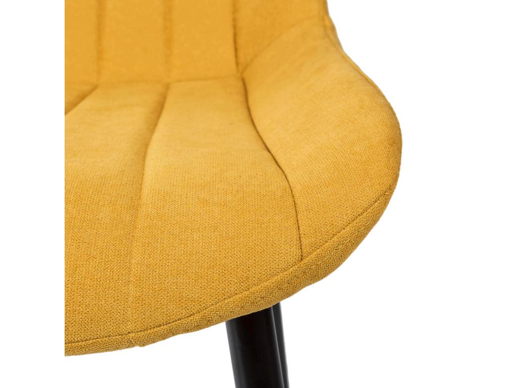 Chicyla GVTU17521 Modern Chair in Mustard Yellow Quilted Fabric and Black Metal Legs