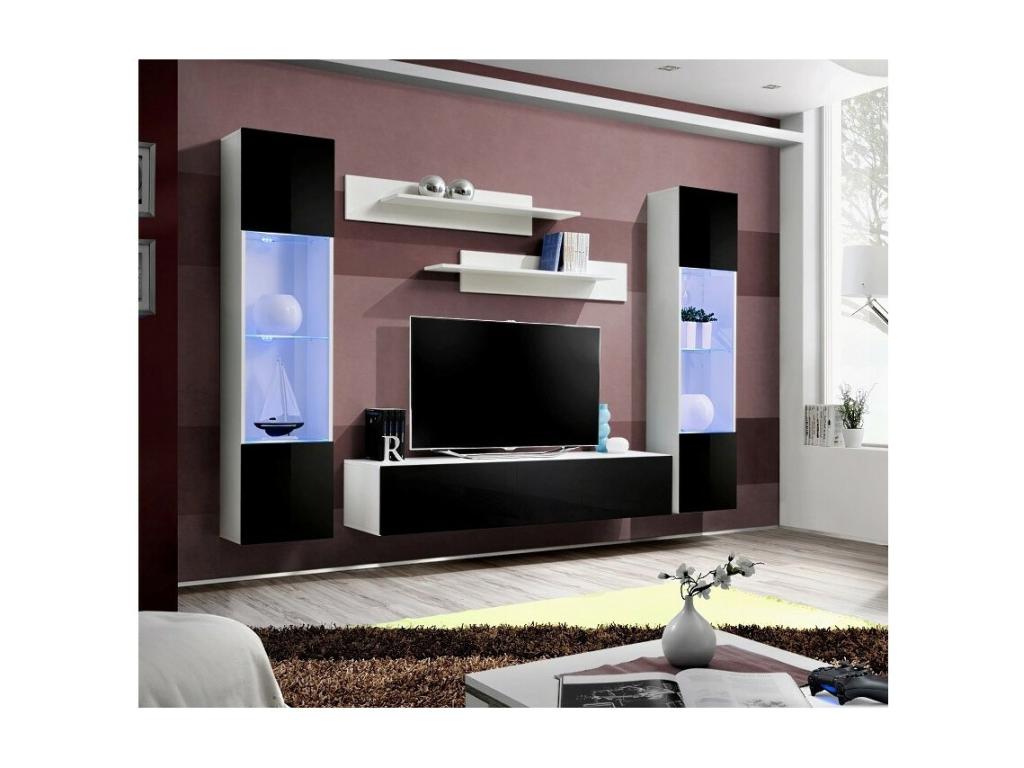 FLY A3 TV unit, white and glossy black LED design - Modern and trendy wall-mounted unit for your living room RPVZ40626