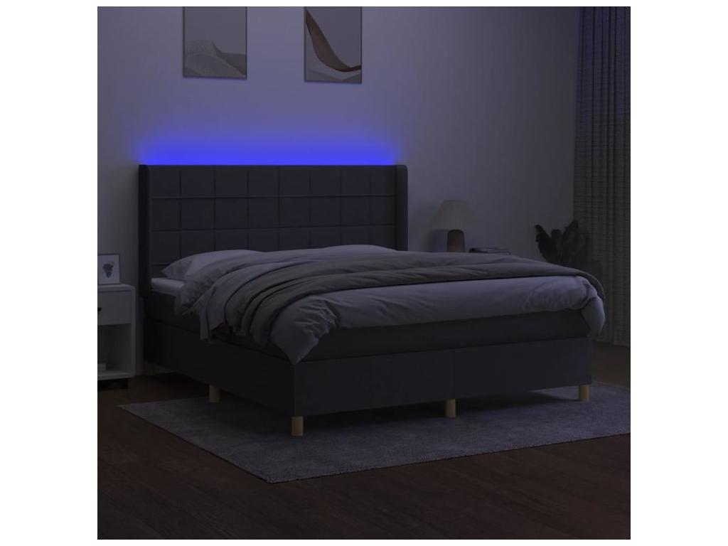 Domopure bed base with LED mattress, dark grey, 180x200 cm, fabric XNVT30016