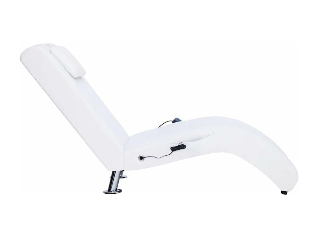 Domopure Premium - Massage Lounge Chair with Pillow, White Faux Leather IHUK00318