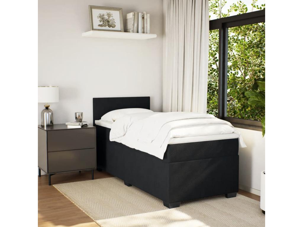 Domopure bed base and mattress, black, 80x200 cm, velvet, IREW85709