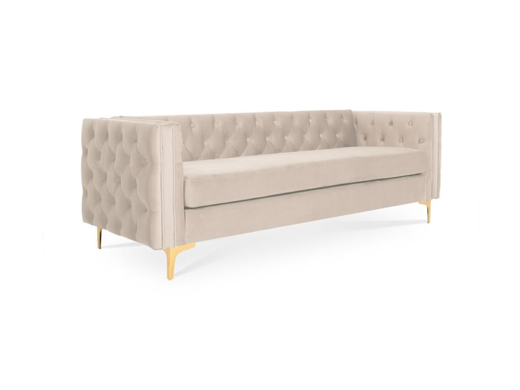Chicyla 3-seater sofa in beige velvet with gold legs UJSS54039