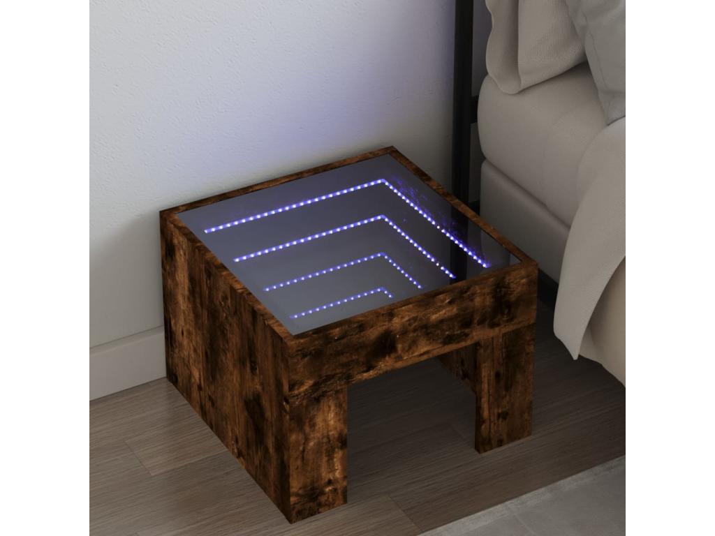 Bedside table with infinity LED, smoked oak, 40x40x30 cm, XRCC13221