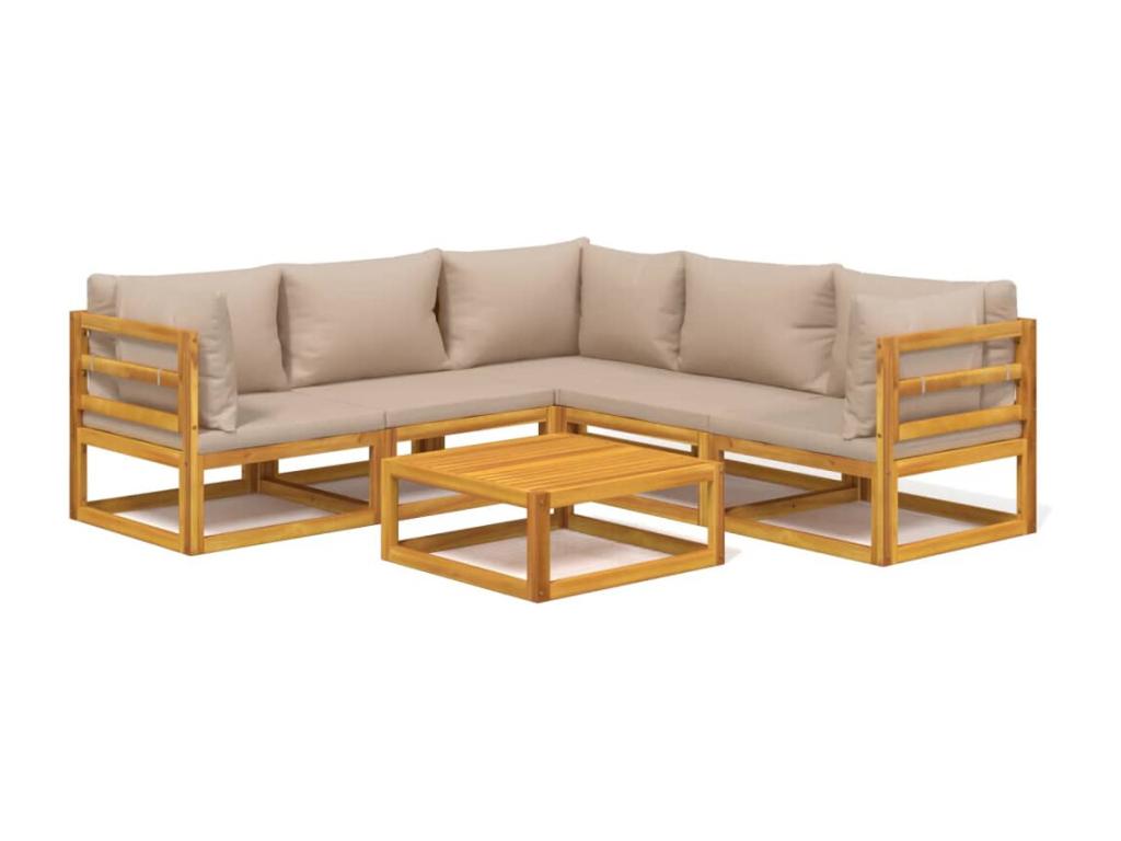 Chicyla 6-piece garden furniture set with cushions, solid wood, VAQS53934