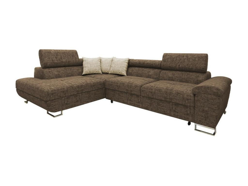 Meublori 166 Brown Corner Sofa with Sleeping Function and Bedding Box, 270x202x71cm