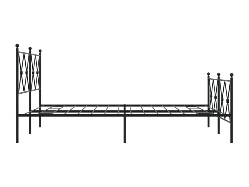 Metal bed frame with headboard/footboard, black, 137x190 cm