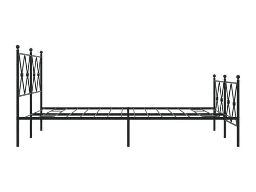 Metal bed frame with headboard/footboard, black, 137x190 cm