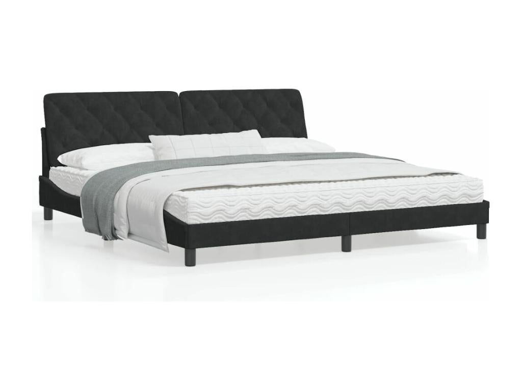 Bed frame with black LED lights, 200x200 cm, velvet, OVTU77656
