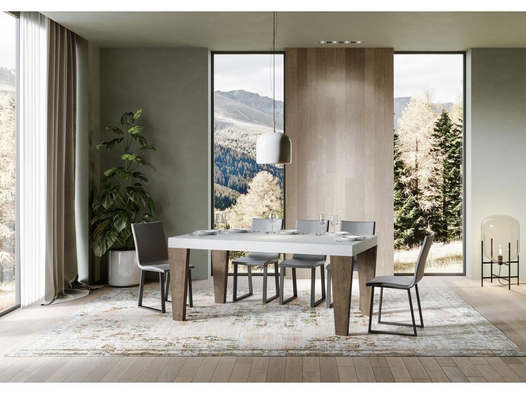 Extendable table 90x180/440 cm Meublori Mix White Ash top Walnut legs