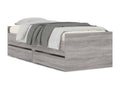 Chicyla bed frame with drawers, grey, 100x200 cm, TCQV83216