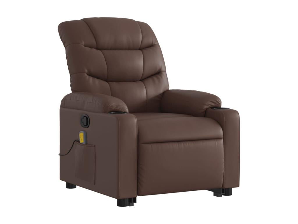 Brown Faux Leather Massage Recliner Chair GOUF49275