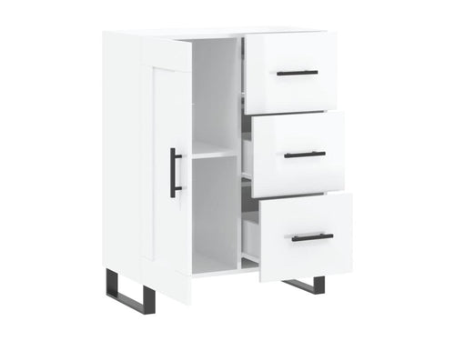 High-gloss white sideboard, 69.5x34x90 cm, engineered wood, PKWV13538