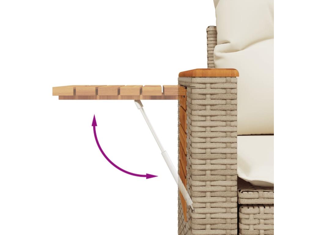 6-piece beige resin wicker garden furniture set with cushions PLIY61217