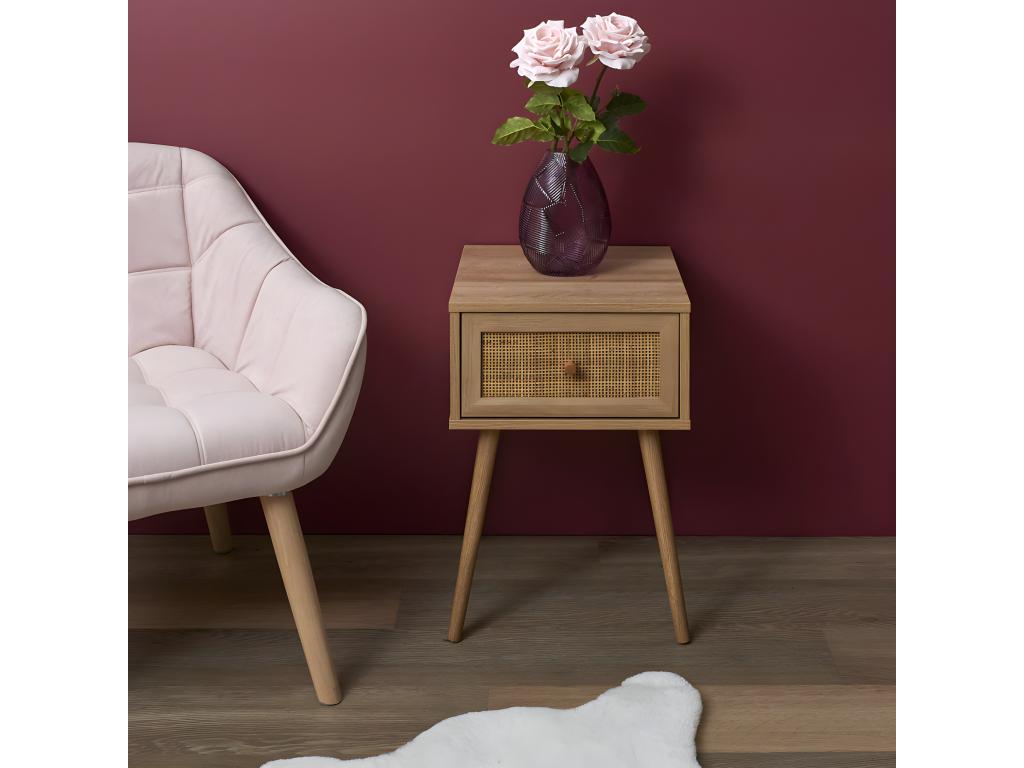 Domopure 1-Drawer Bedside Table 55cm Natural BEGE64091