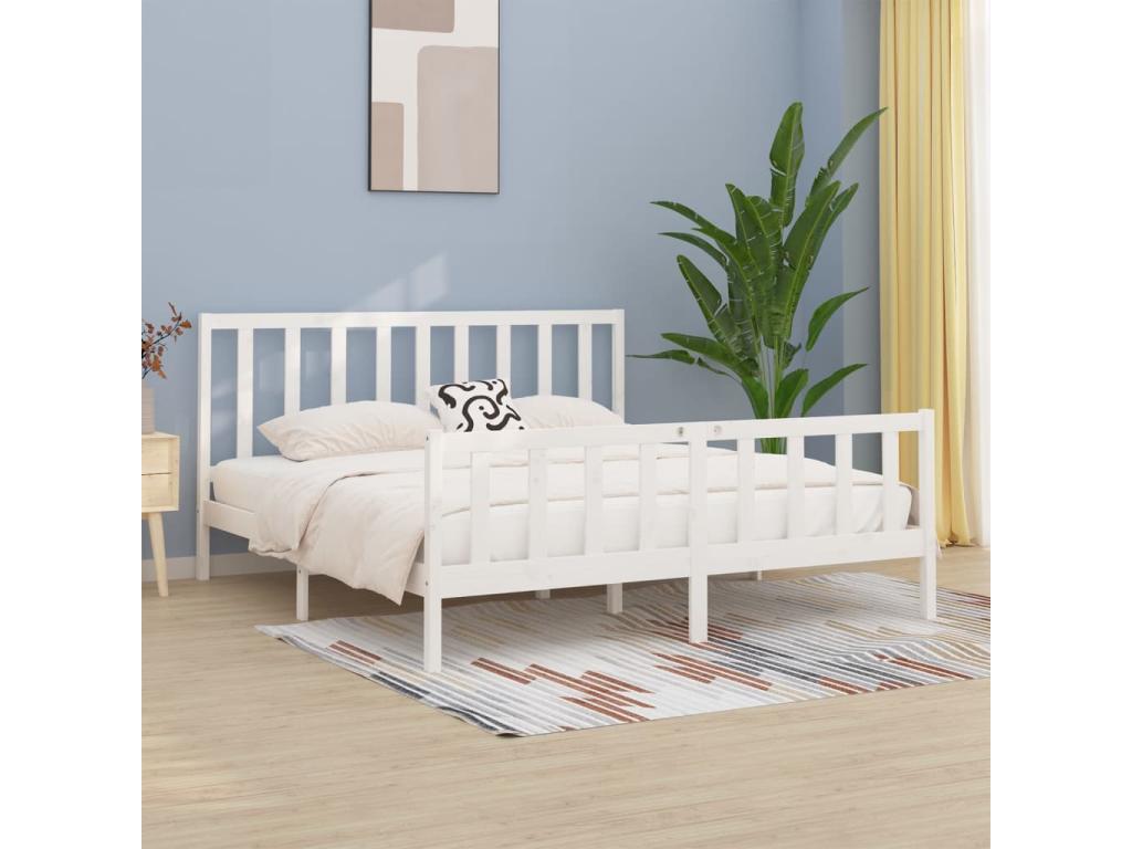White Solid Wood Bed Frame 200x200 cm LQQH71512