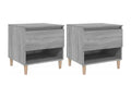 Meublori 2-piece bedside tables, grey, 50x46x50cm, engineered wood