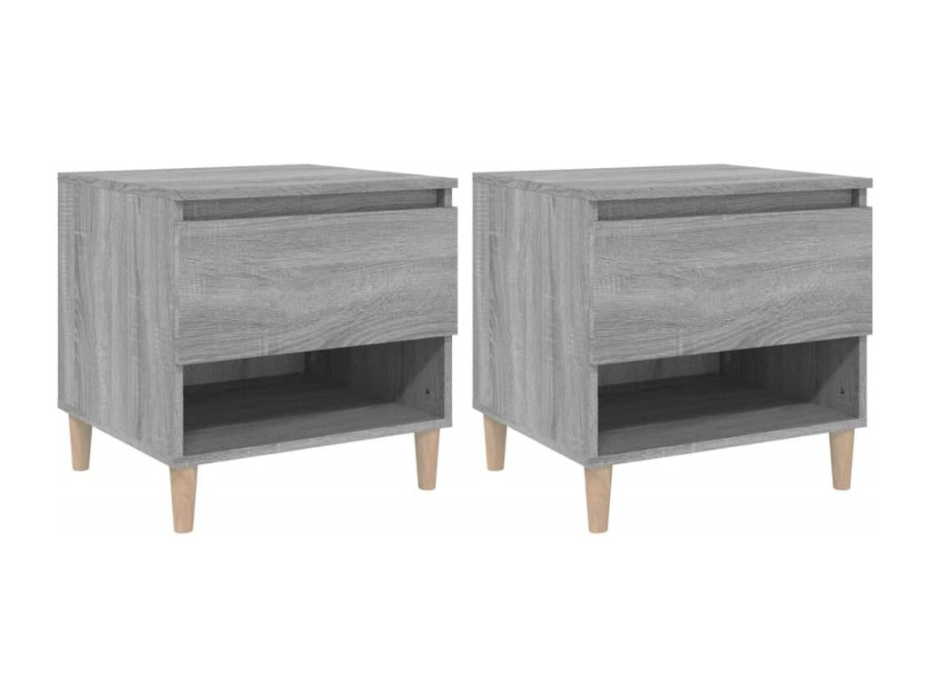 Meublori 2-piece bedside tables, grey, 50x46x50cm, engineered wood