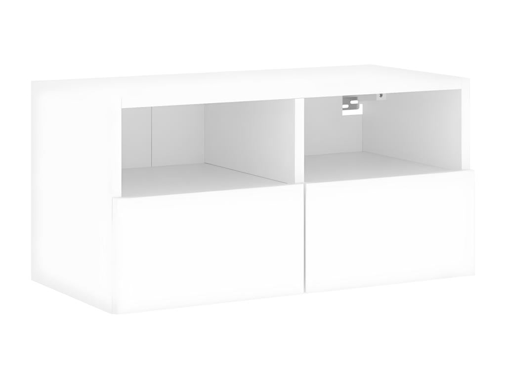 White wall-mounted TV unit, 60x30x30 cm, engineered wood, IWYX55822