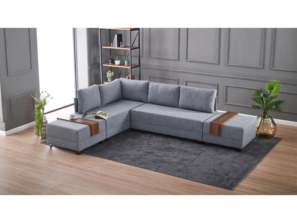 Chicyla Modular Left-Hand Corner Sofa, Grey Fabric HBOI40097