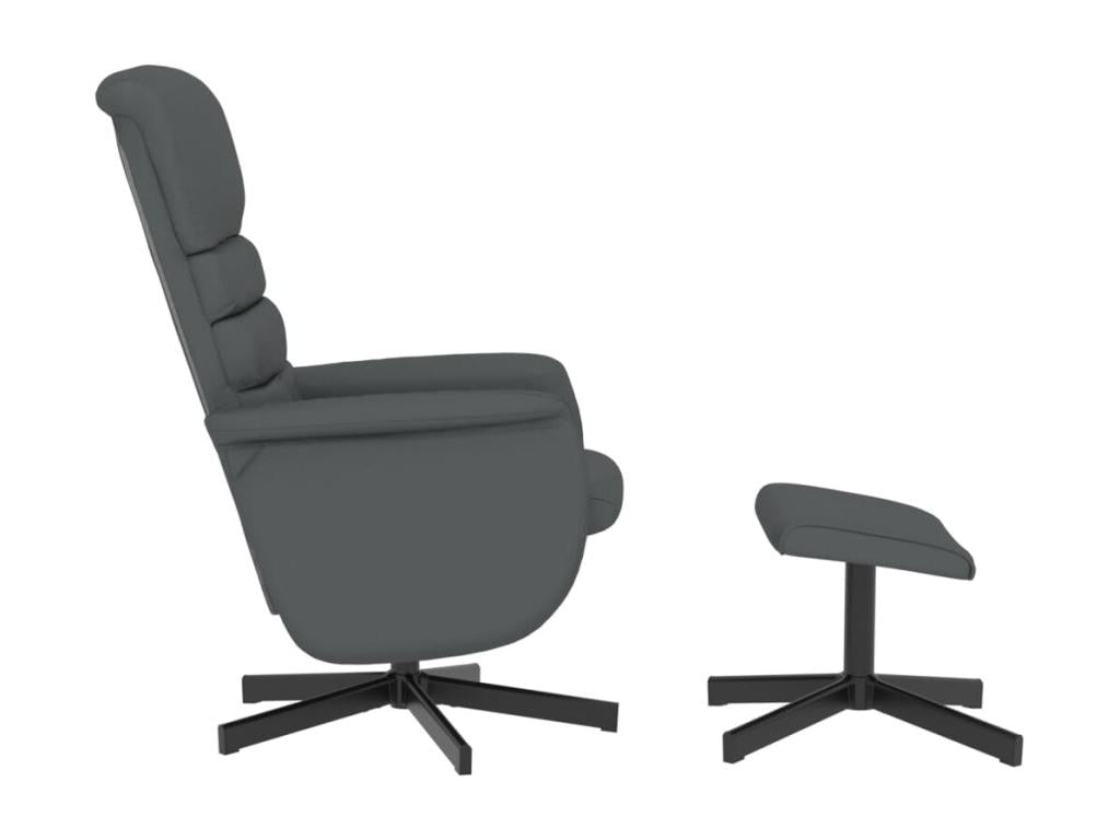 Reclining armchair with footrest, grey faux leather IVJK60046