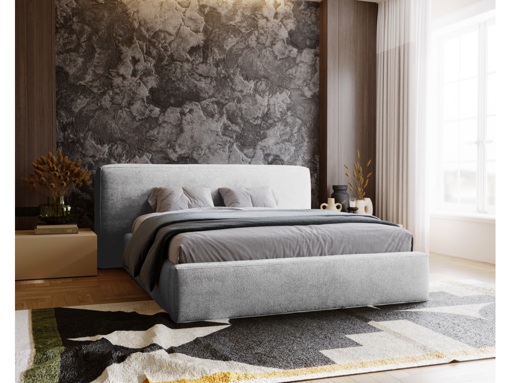 Chicyla Bed 140x200 cm Chicyla - Adult bed with headboard and storage - Light grey bed Symphony 19 RGJX34073