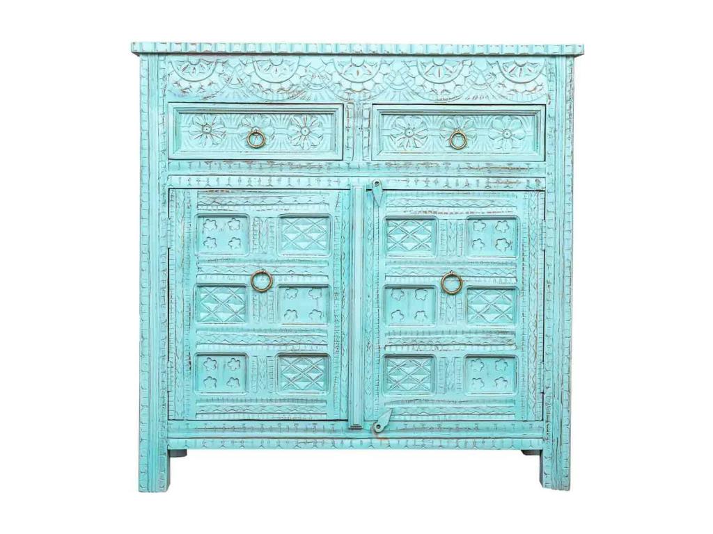 Blue distressed wood sideboard 101x41x101 RSGS07529