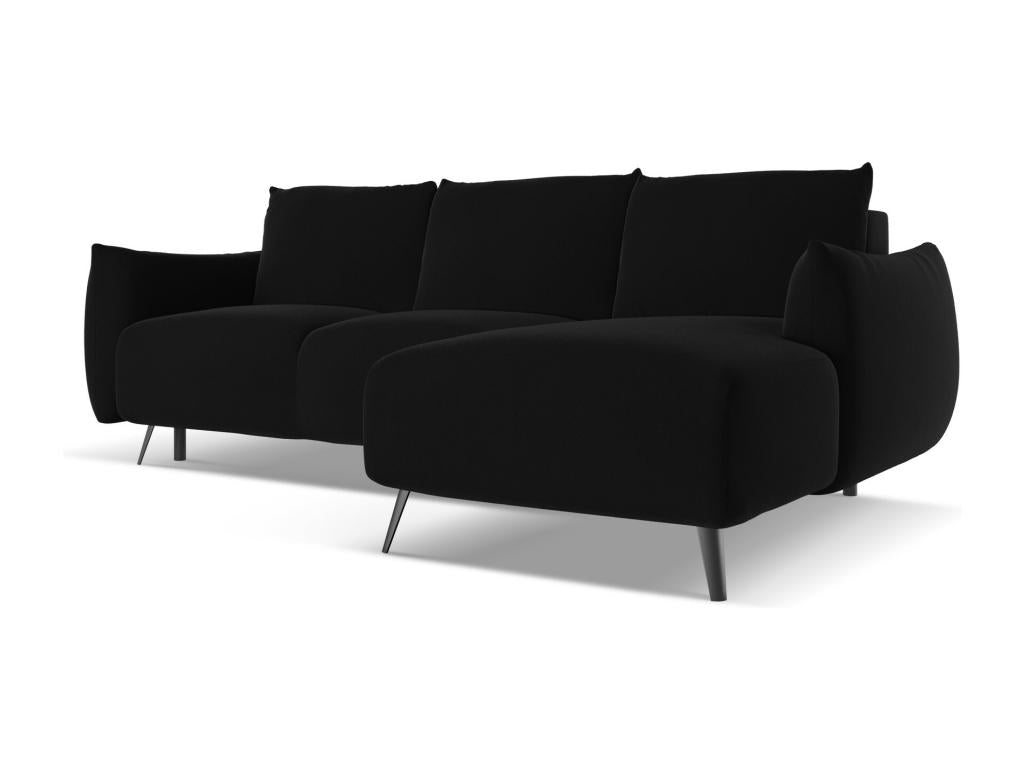Right-hand corner sofa bed in velvet - black - Domopure ZDQW47197