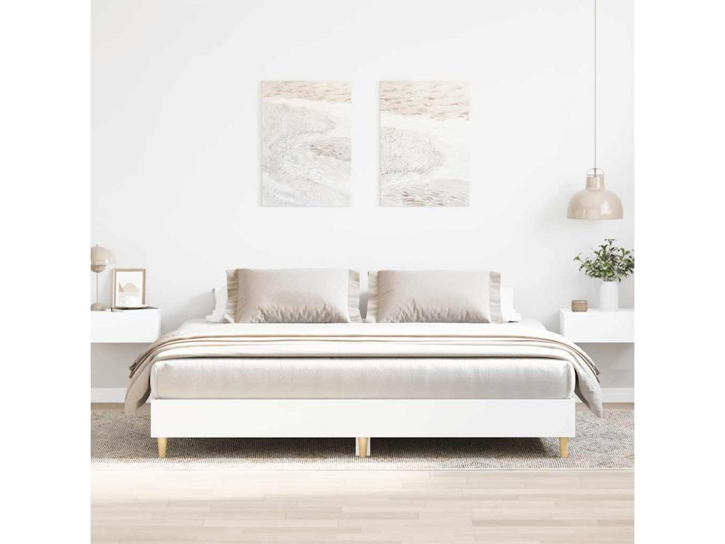 White engineered wood bed frame without mattress, 160x200 cm, YTED36025
