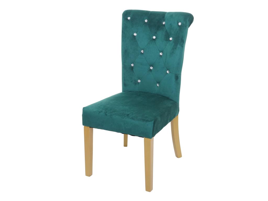 Domopure-D22 Dining Chair, Dark Green Rivets, Gold Legs, RGNV78140