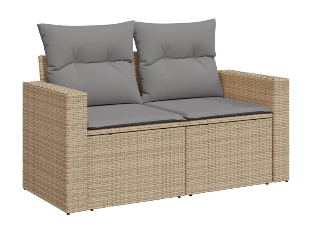 11-piece garden furniture set with beige resin wicker cushions BHIZ01520
