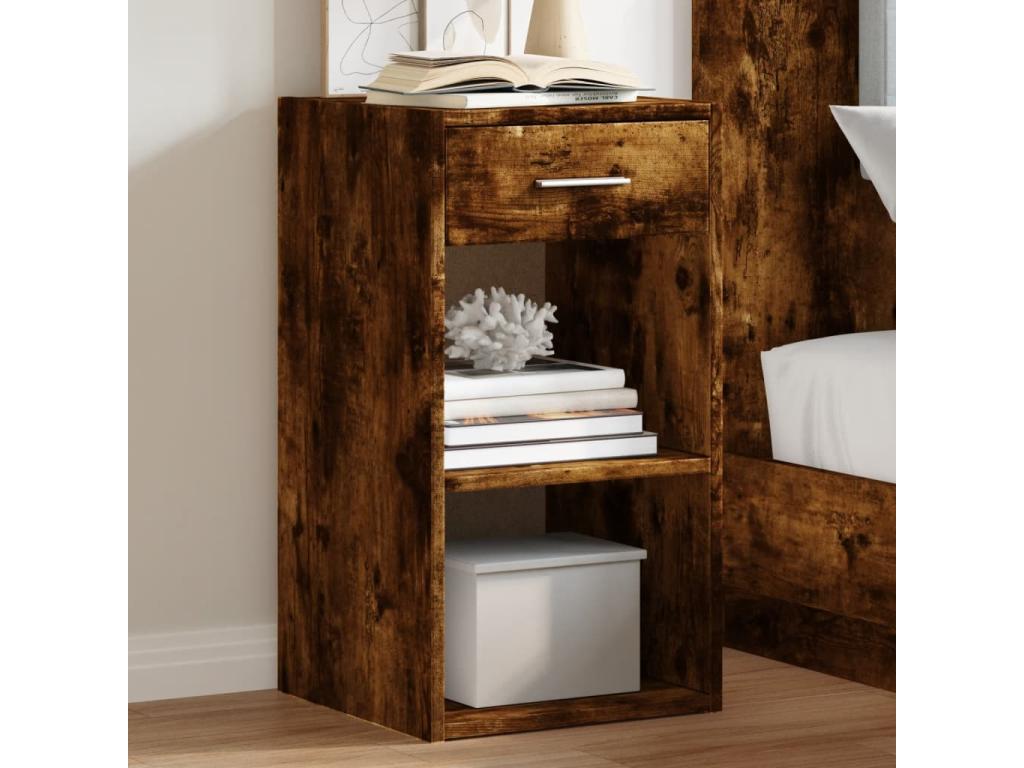 Chicyla Premium - Smoked Oak Bedside Table 35x34x65 cm Engineered Wood AFHQ48857