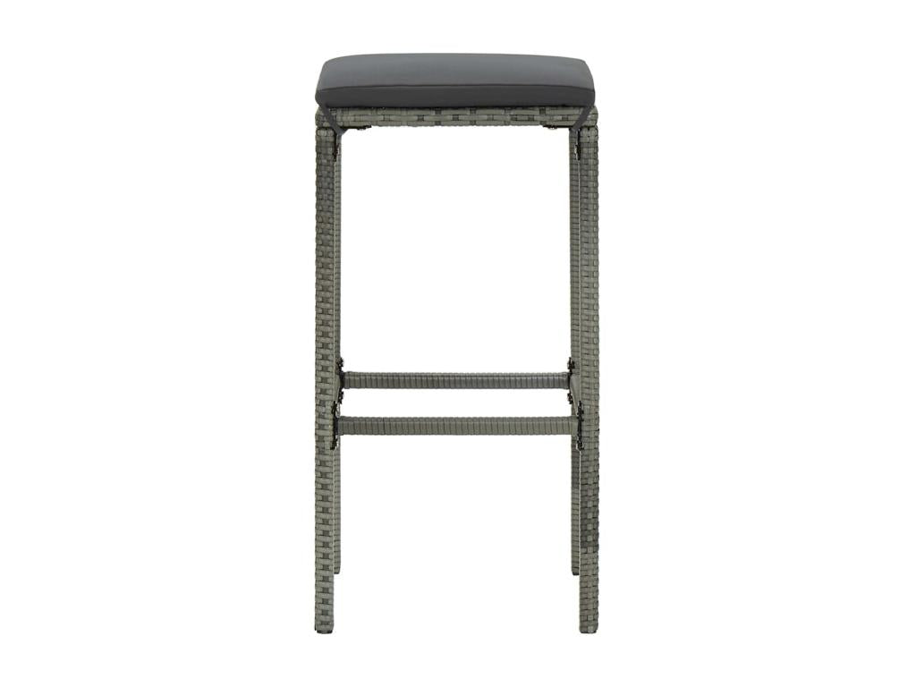 3-piece garden bar set and cushions, Grey woven resin 2