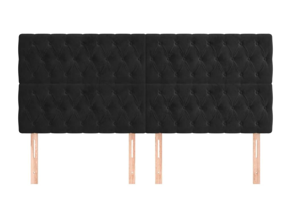 4-piece headboard set, black, 100x7x78/88 cm, velvet, TFMN23216
