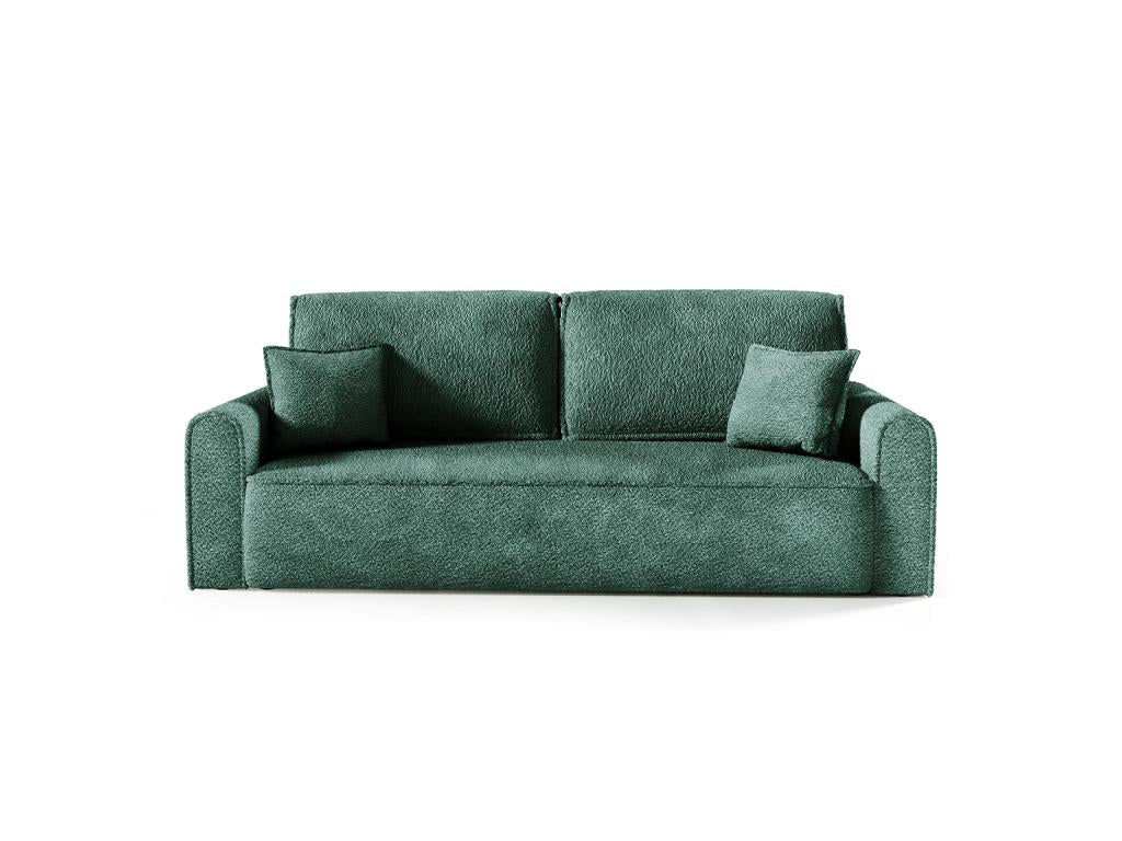 Valentin 3-seater convertible sofa with storage, curly finish, Fir Green OTTV08632