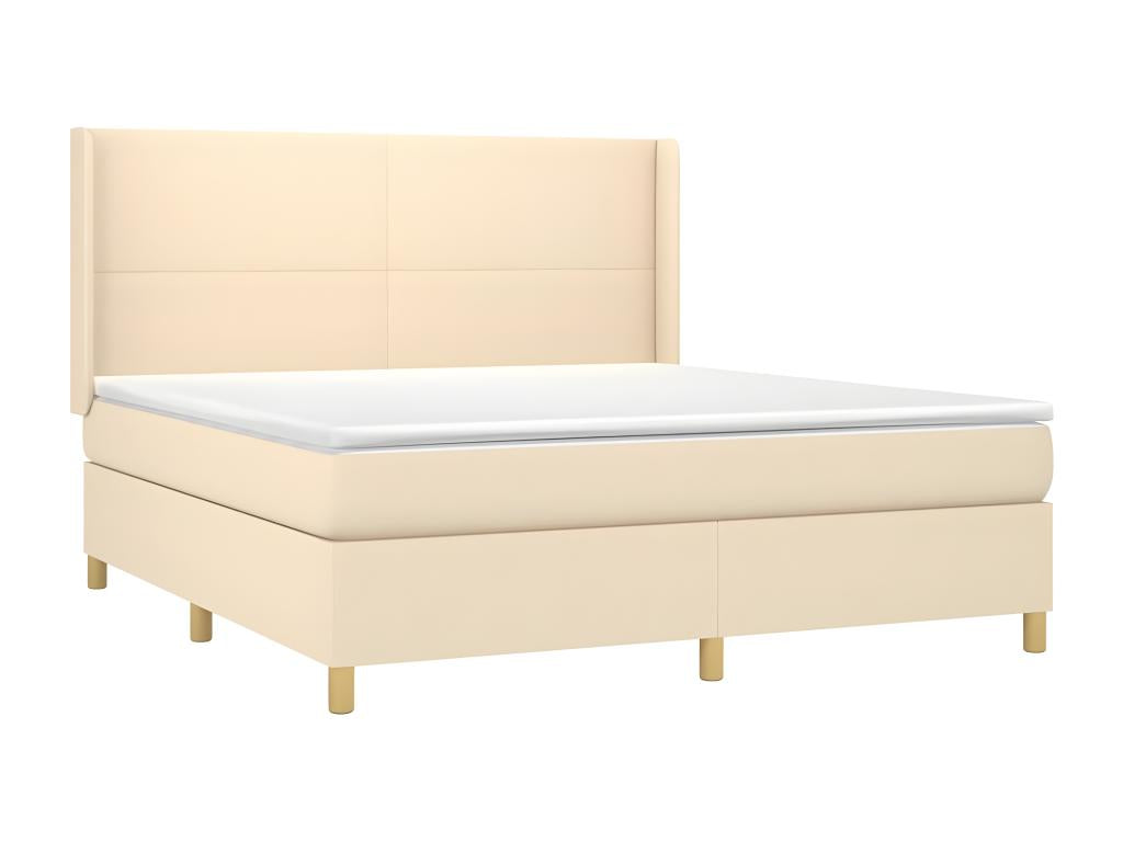 Upholstered bed base with mattress, Cream, 160x200 cm, Fabric ZVJW06516