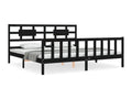 Bed frame with black headboard 200x200 solid wood YGQZ20385