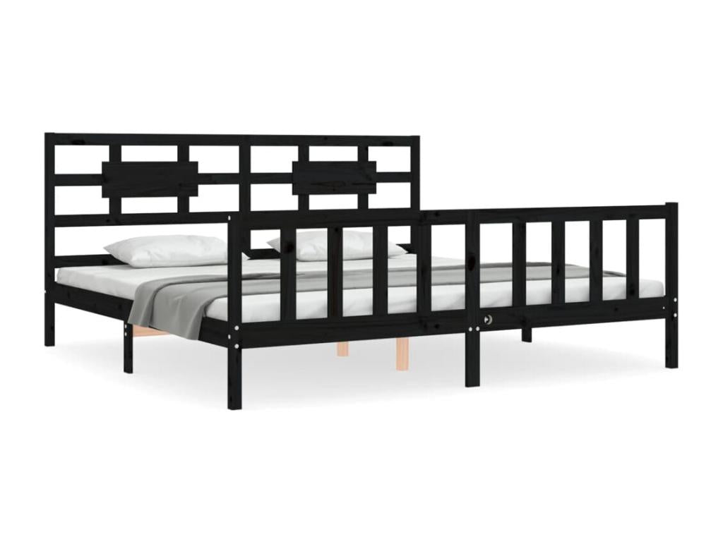 Bed frame with black headboard 200x200 solid wood YGQZ20385