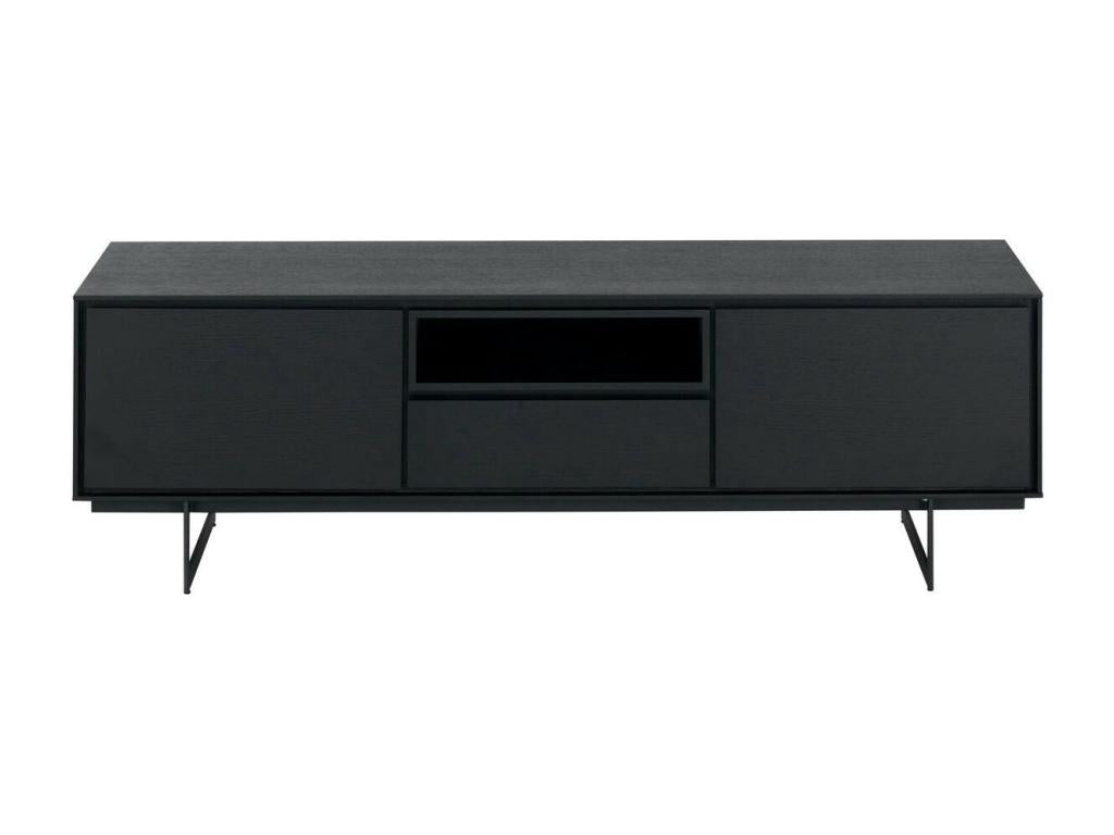 Chicyla TV stand with 2 doors and 1 shelf - MDF and metal - Black BREH62373