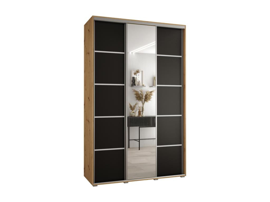 Chicyla 5 Sliding Door Wardrobe 235.2/160/60 3 Doors Chicyla/Black/Silver OJPM71047
