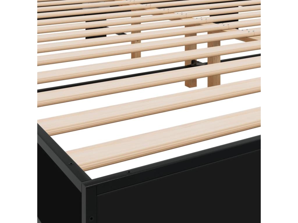 Black bed frame 200x200 cm engineered wood and metal DVZM75655
