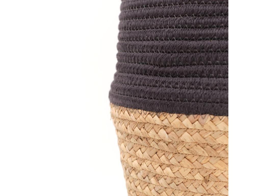 Cosy round basket in cotton and hyacinth - Charcoal grey - D 30 x H 50 cm OFAC65207