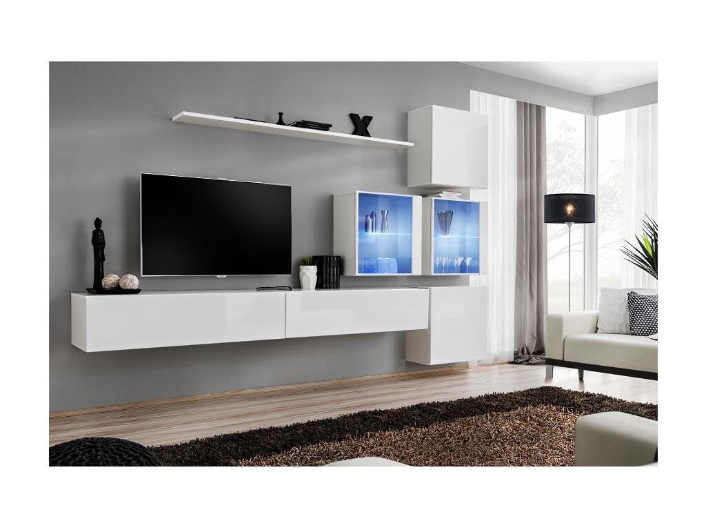 SWITCH XIX wall-mounted living room furniture set, glossy white design. SRFR26511