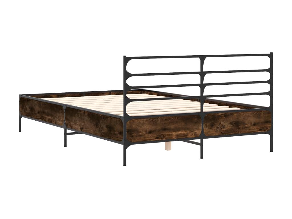 Bed frame without mattress, smoked oak, 120x190 cm, NVKT47152