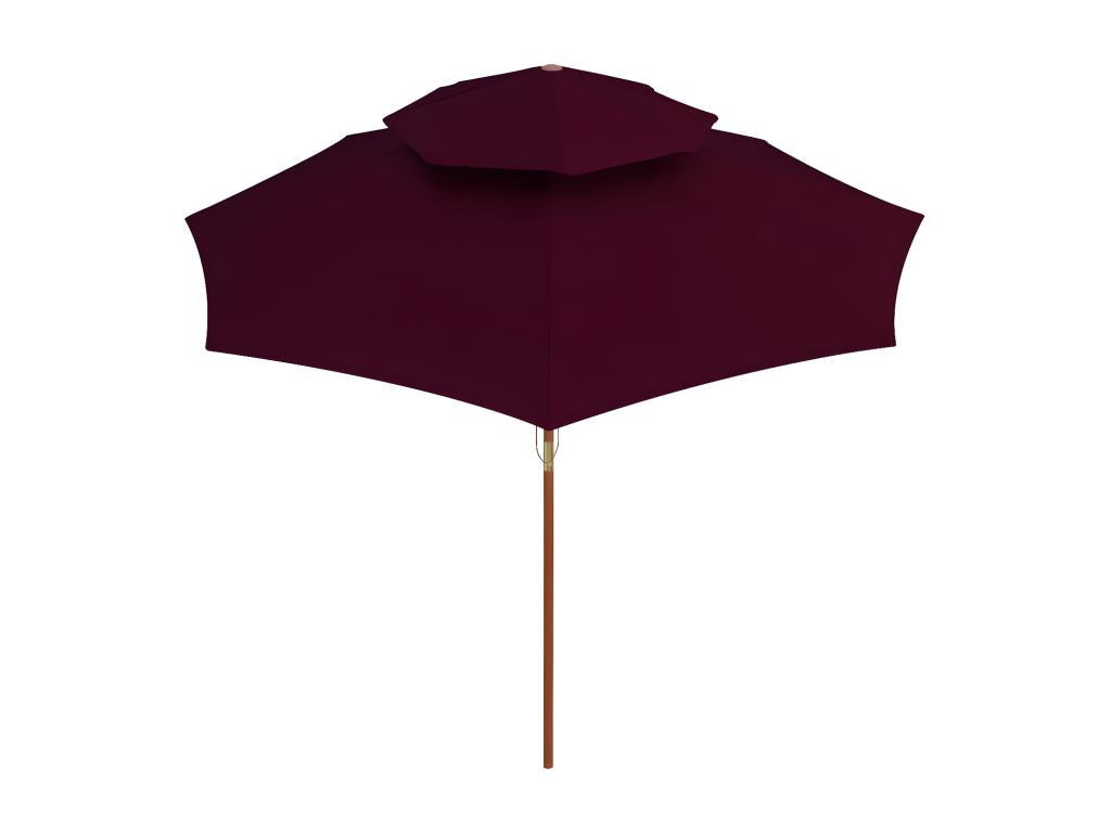 Double parasol with wooden pole, burgundy red, 270 cm, WNFR93124