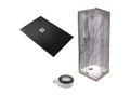 Domopure Extra Thin Black Shower Tray 100x115 cm Shower Enclosure 100x115 cm High 200 cm With Corner Opening GGEE85689