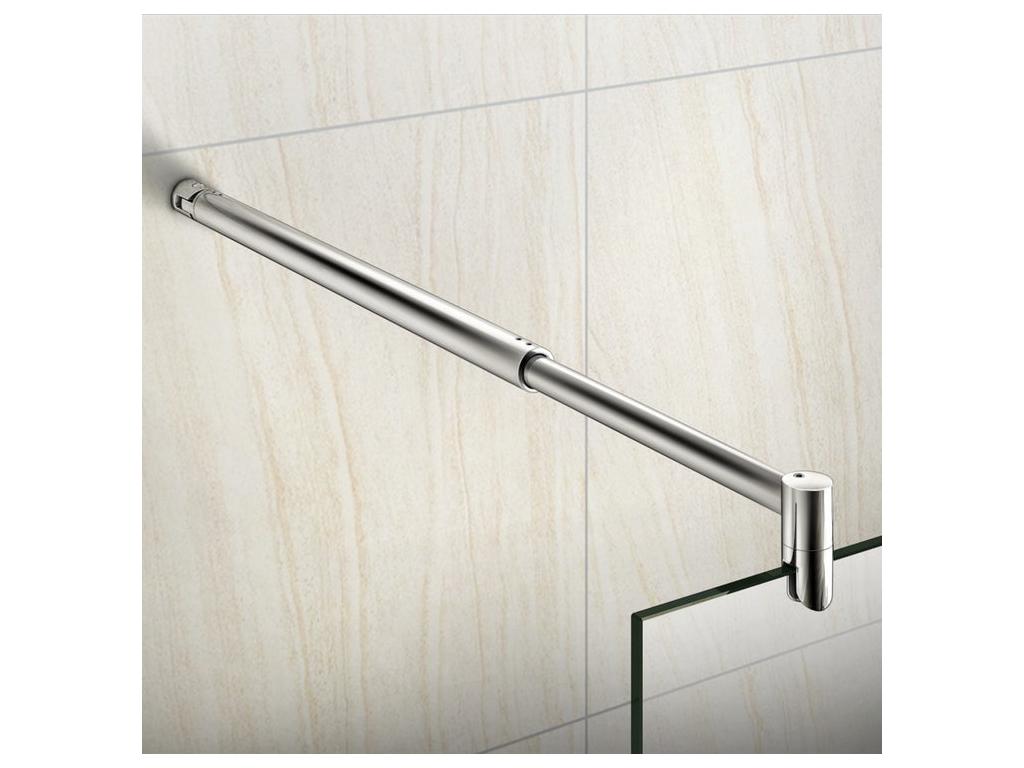 Walk-in shower screen 120x200cm - 8mm tempered sandblasted glass - With 70-120cm cylindrical support bar WIXJ53871