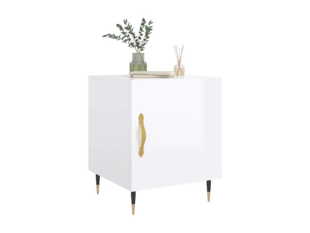 2-piece bedside tables, glossy white, 40x40x50 cm, OBOK07339